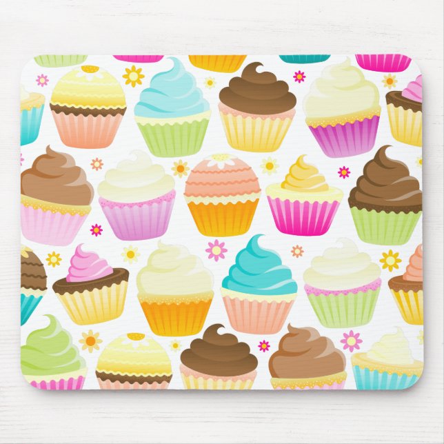 Colourful Cupcakes (White) Mouse Pad (Front)