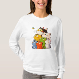 Colourful Curious Cats Long Sleeve T-Shirt