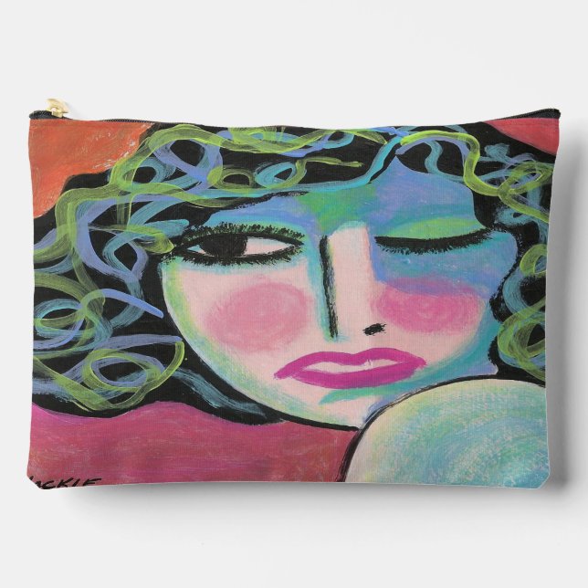 Colourful Curls Original Abstract Art Accessory Pouch (Front)