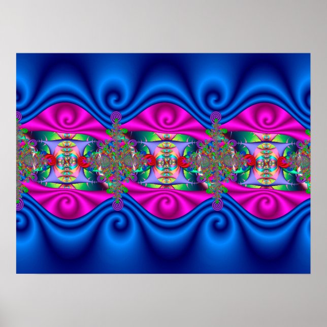 Colourful Curly Decorative Design Poster (Front)