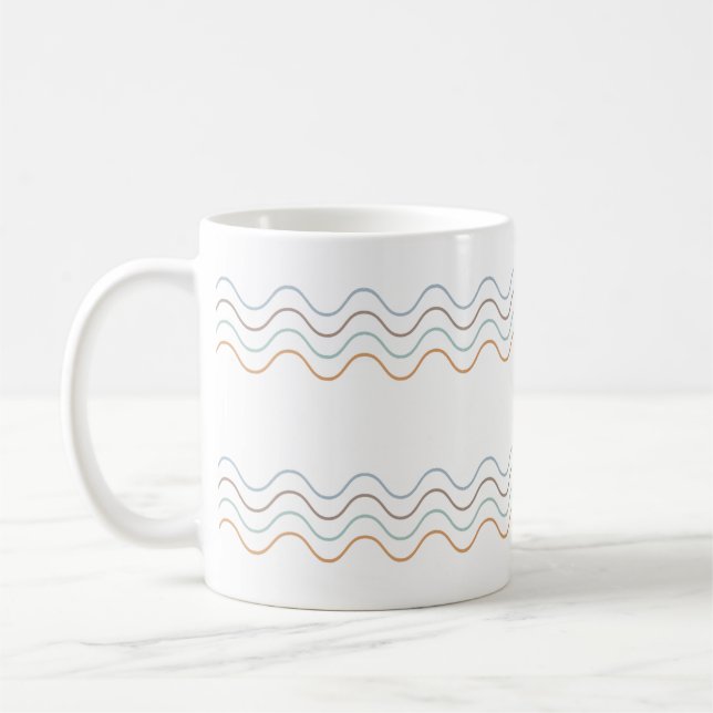 Colourful Curve Lines Pattern Coffee Mug (Left)