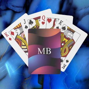 Colourful Curved Shapes, White Monogram Playing Cards