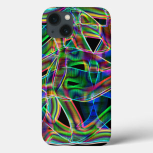 Colourful curved tapes, highlighted by embossed iPhone 13 case