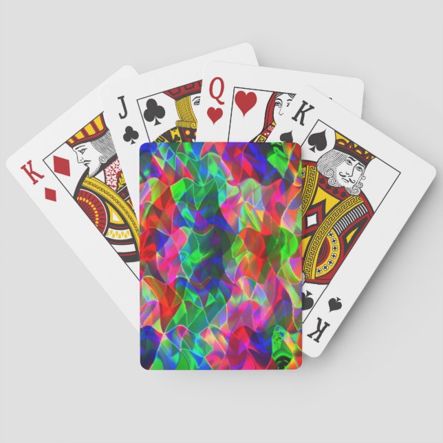 Colourful curved triangles or coloured ripples. playing cards (Back)