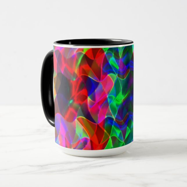 Colourful curved triangles or coloured undulation mug (Front Left)