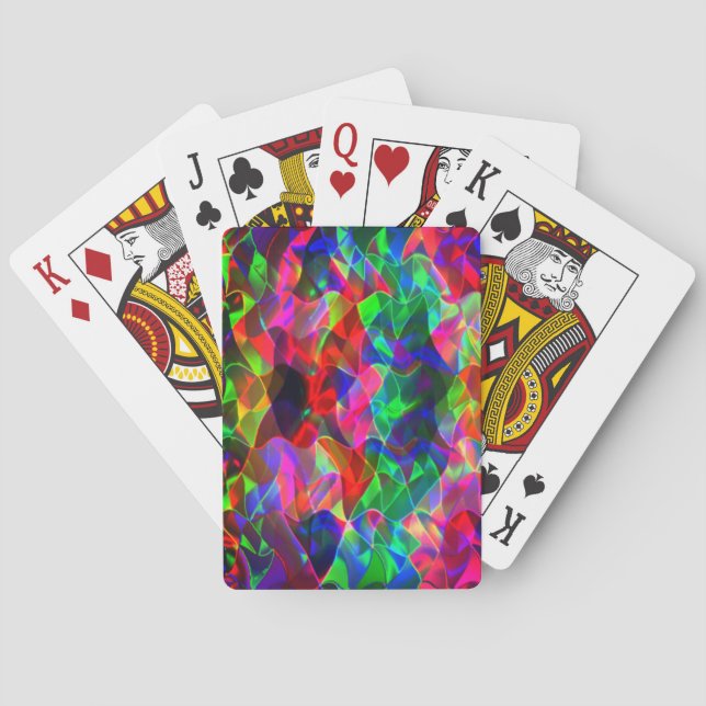 Colourful curved triangles or coloured undulation playing cards (Back)