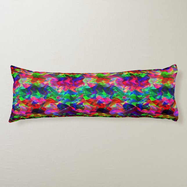 Colourful curved triangles or coloured undulations body cushion (Front)