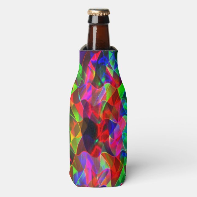 Colourful curved triangles or coloured undulations bottle cooler (Bottle Front)