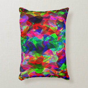 Colourful curved triangles or coloured undulations decorative cushion