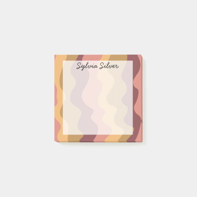 Colourful Curves CUSTOM Chic Monogram Personalised Post-it Notes (Front)