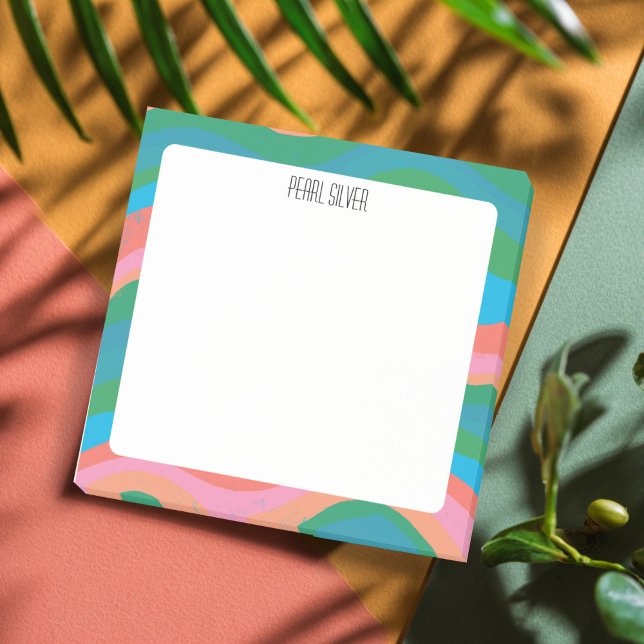 Colourful Curves CUSTOM Chic Monogram Personalised Post-it Notes (Colorful Curves CUSTOM Chic Monogram Personalized Post-it Notes
)