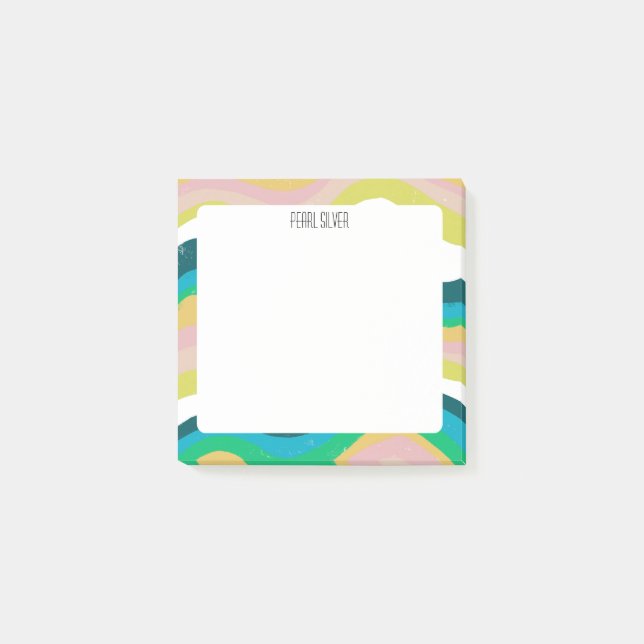 Colourful Curves CUSTOM Chic Monogram Personalised Post-it Notes (Front)