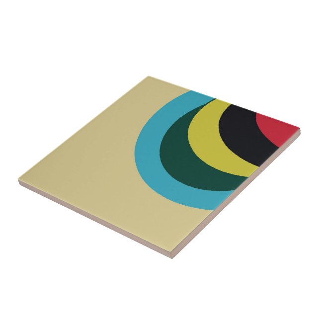Colourful curves pattern ceramic tile (Side)