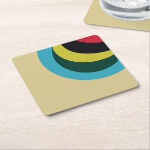 Colourful curves pattern square paper coaster