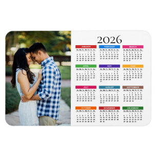 Colourful Custom 2021 Photo Calendar Magnet