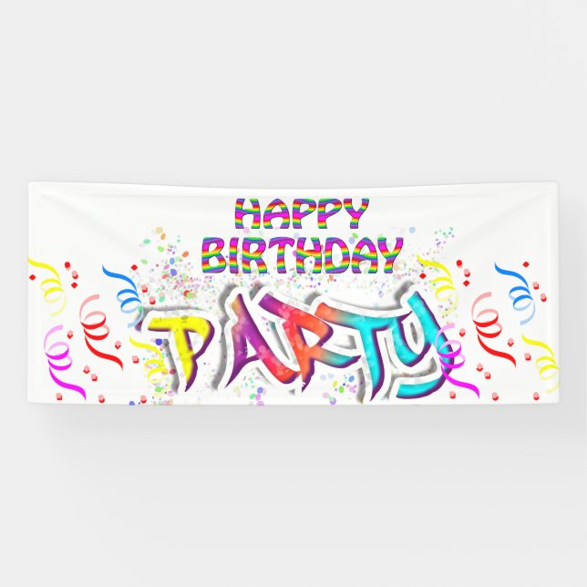 Colourful Custom Birthday  Party Banner (Horizontal)