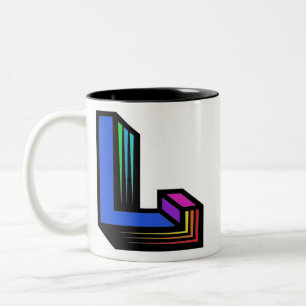 Colourful Custom Letter L Two-Tone Coffee Mug
