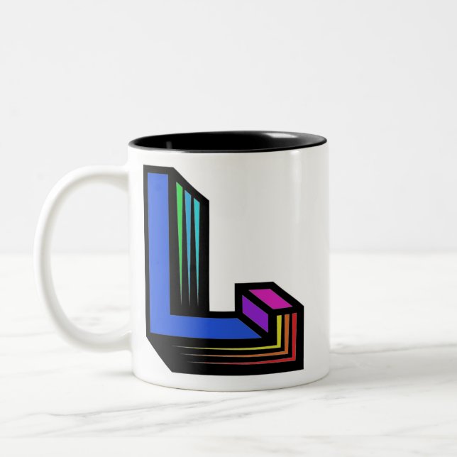 Colourful Custom Letter L Two-Tone Coffee Mug (Left)