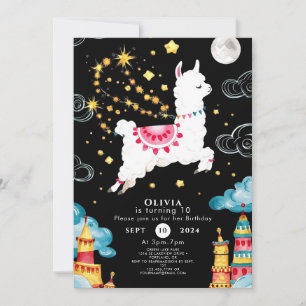 Colourful Custom Llama Birthday Invitation