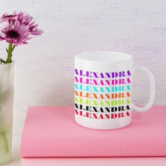Colourful Custom Name Pattern Coffee Mug