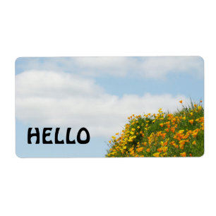 Colourful Custom Name Tags Blue Sky Poppies