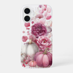 colourful Custom Pumpkin and Flowers Design iPhone 16 Case