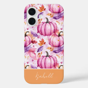 colourful Custom Pumpkin and Leaves pattern iPhone 16 Case