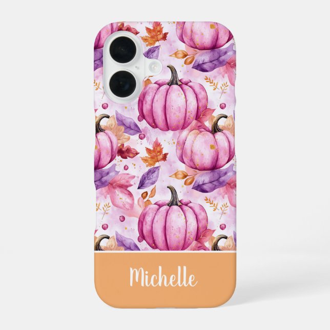 colourful Custom Pumpkin and Leaves pattern  iPhone 16 Case (Back)