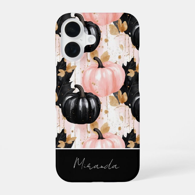 colourful Custom Pumpkin and Leaves pattern  iPhone 16 Case (Back)