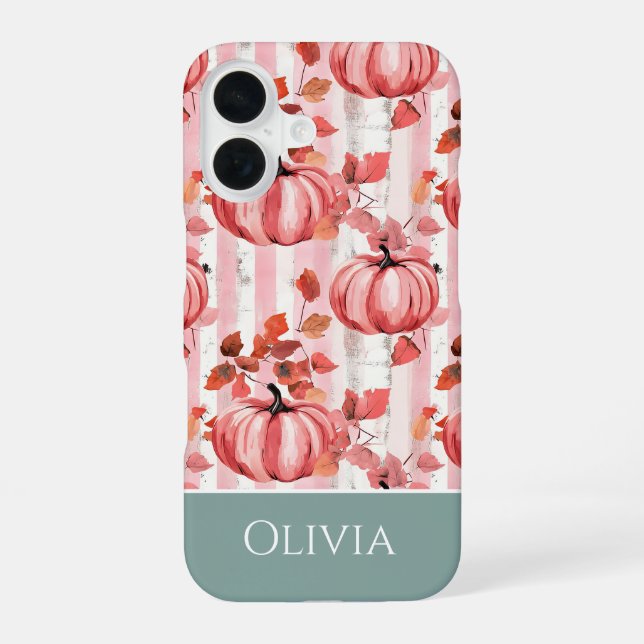 colourful Custom Pumpkin and Leaves pattern  iPhone 16 Case (Back)