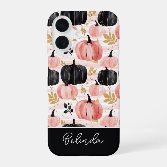colourful Custom Pumpkin and Leaves pattern  iPhone 16 Case (Back)