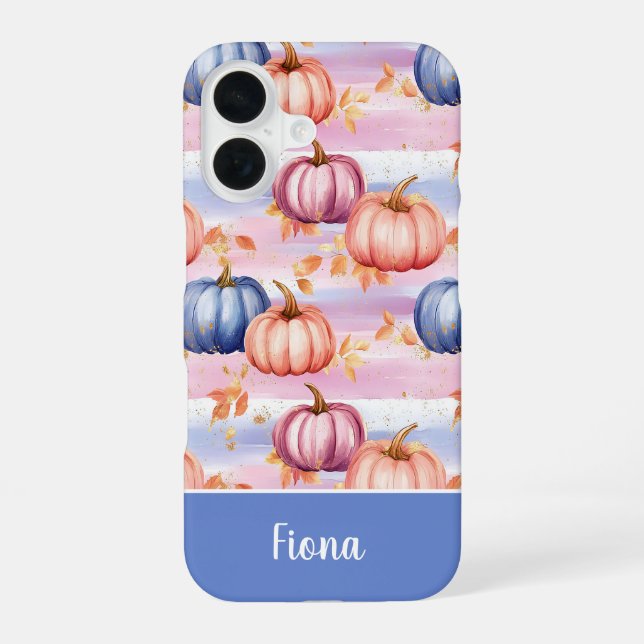 colourful Custom Pumpkin and Leaves pattern  iPhone 16 Case (Back)