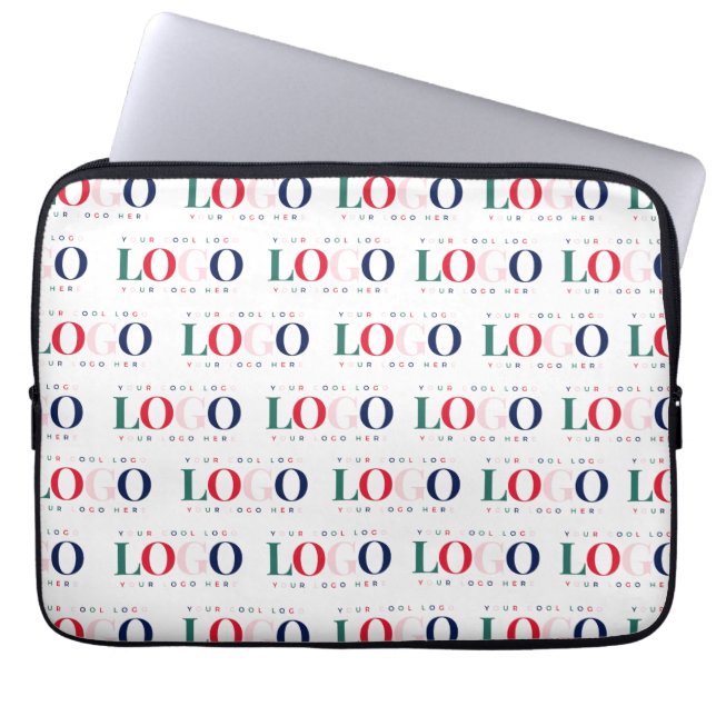 Colourful Custom Rectangle Business Logo Repeating Laptop Sleeve (Front)