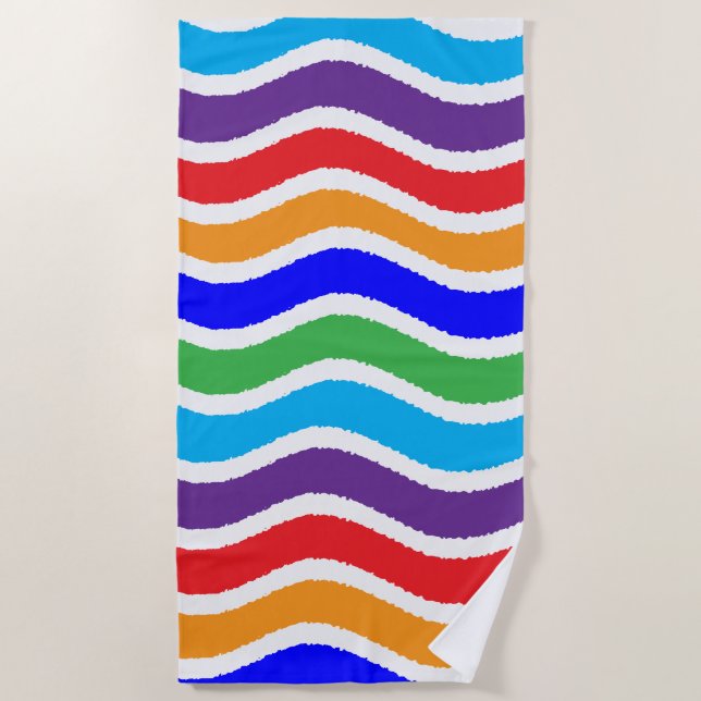 Colourful Custom Torn Paper Effect Beach Towel (Front)