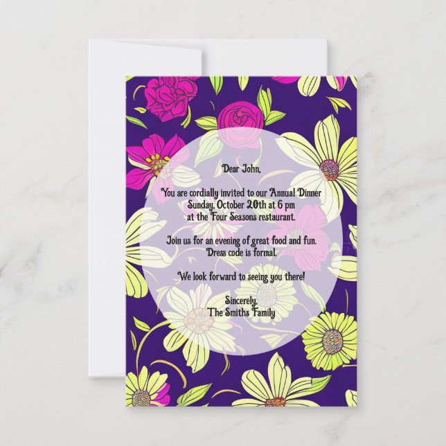 Colourful customisable floral Invitation Card (Front)