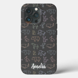 Colourful Customisable Geometry Origami Animals iPhone 13 Pro Case