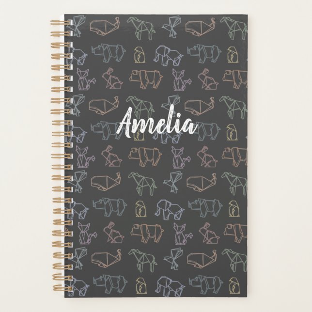 Colourful Customisable Geometry Origami Animals Planner (Front)