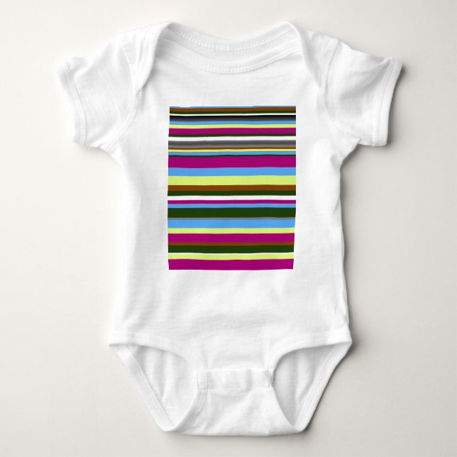 Colourful Customised Designer Stripe Baby Bodysuit (Front)