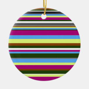 Colourful Customised Designer Stripe Ceramic Ornament