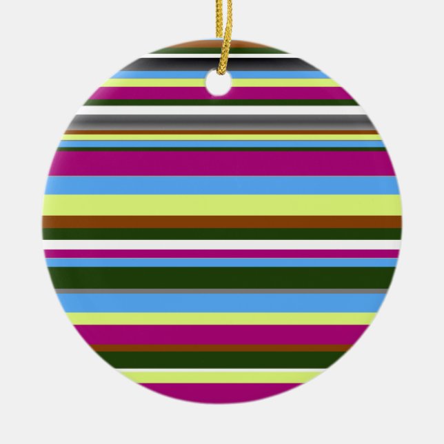 Colourful Customised Designer Stripe Ceramic Ornament (Front)