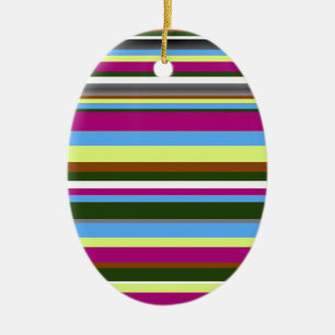 Colourful Customised Designer Stripe Ceramic Ornament