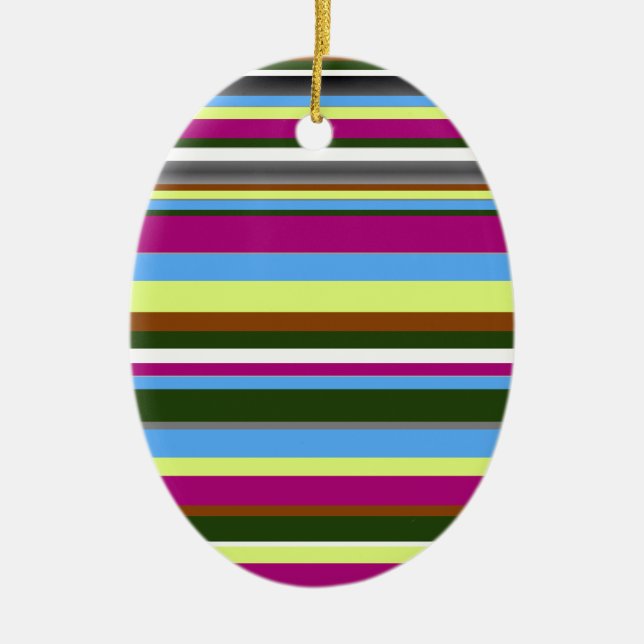 Colourful Customised Designer Stripe Ceramic Ornament (Front)