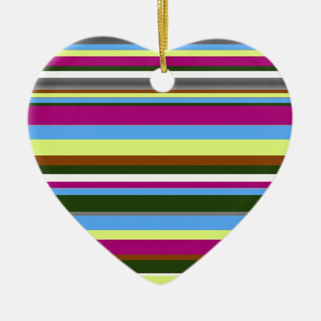 Colourful Customised Designer Stripe Ceramic Ornament (Front)