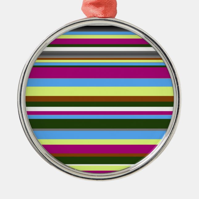 Colourful Customised Designer Stripe Metal Ornament (Front)