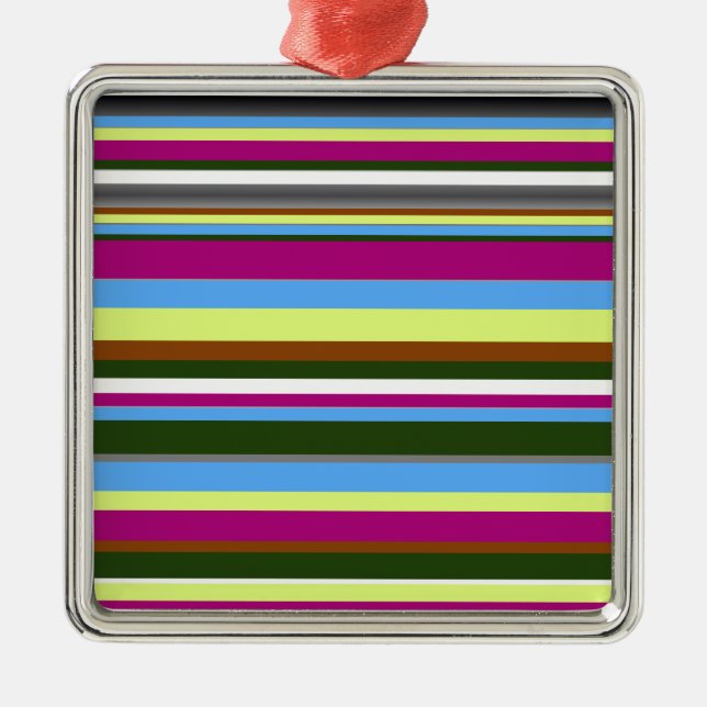 Colourful Customised Designer Stripe Metal Tree Decoration (Front)