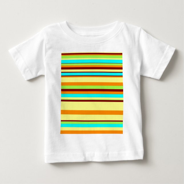 Colourful Customised Designer Stripe Pattern Baby T-Shirt (Front)
