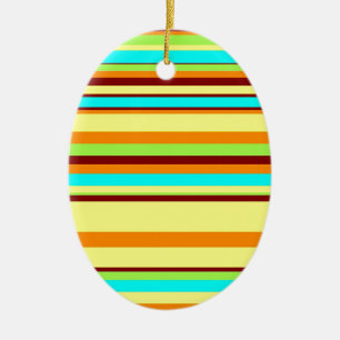Colourful Customised Designer Stripe Pattern Ceramic Ornament