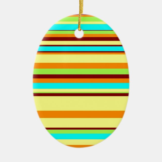 Colourful Customised Designer Stripe Pattern Ceramic Ornament (Front)