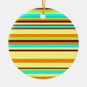 Colourful Customised Designer Stripe Pattern Ceramic Ornament