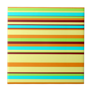 Colourful Customised Designer Stripe Pattern Ceramic Tile